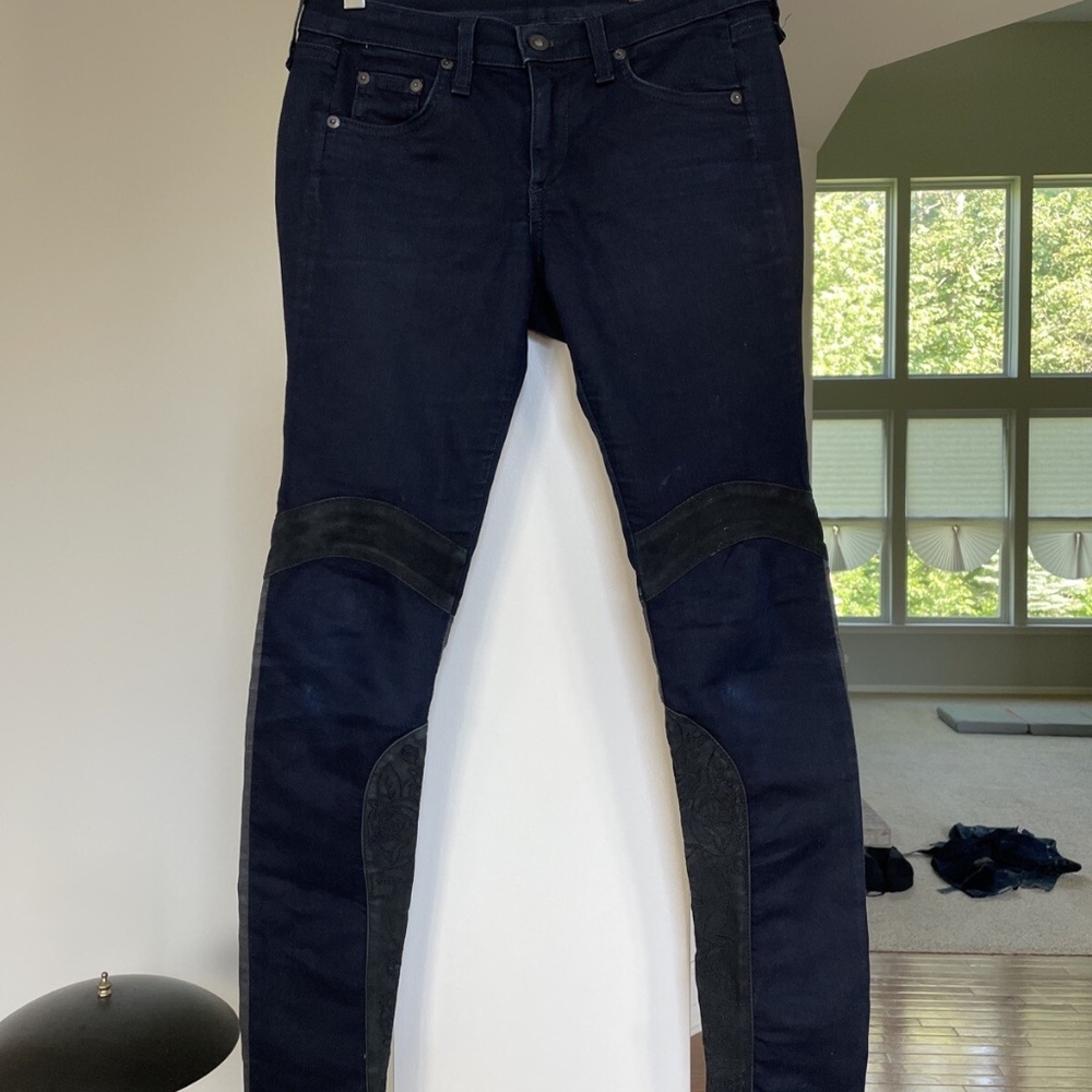 Womens RAG & BONE Dark Wash Midnight Slim Skinny Jeans Sz 26 Lamb Leather